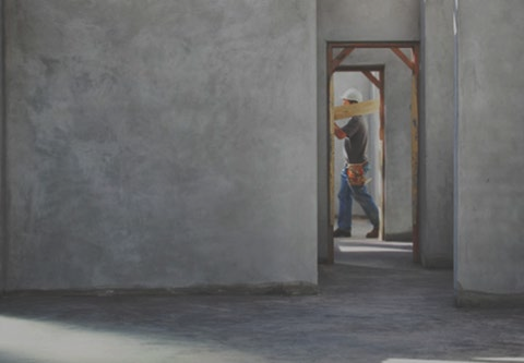 Construction site with worker